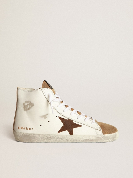 Francy sneakers in nude suede and white leather with contrast star