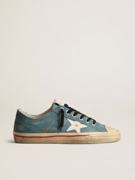 V-Star in petrol-blue nubuck with white leather star