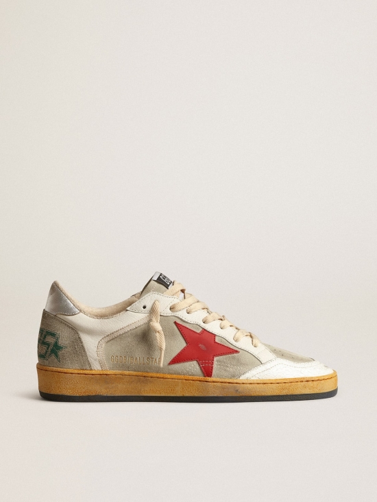Ball Star in gray suede with red star and silver heel tab