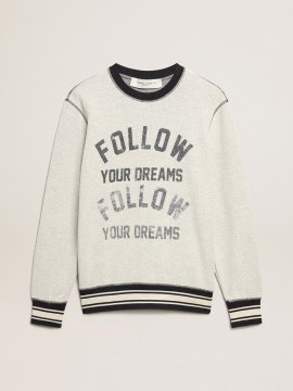Gray round-neck sweatshirt with lettering