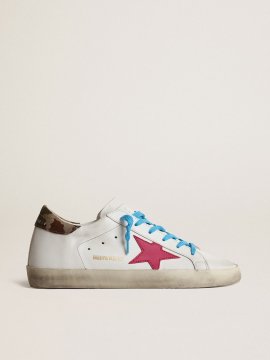 Super-Star LTD with fuchsia suede star and camouflage heel tab