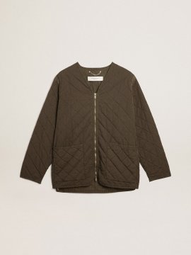 Olive-green quilted jacket